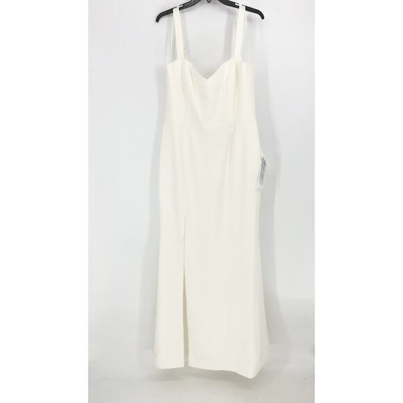 DRESS THE POPULATION Estella Gown XL Off-White Maxi Dress Body-Con Side Slit NWT - Picture 4 of 12